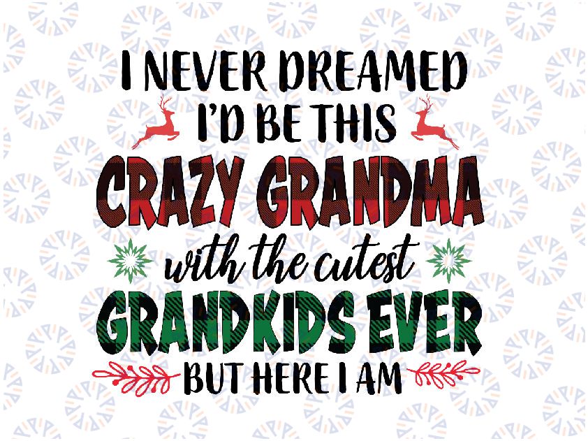 Christmas Gift Shirt For Grandma- I Never Dreamed I'd Be This Crazy Grandma But Here I Am PNG, Funny Grandma Christmas, Grandkids Png