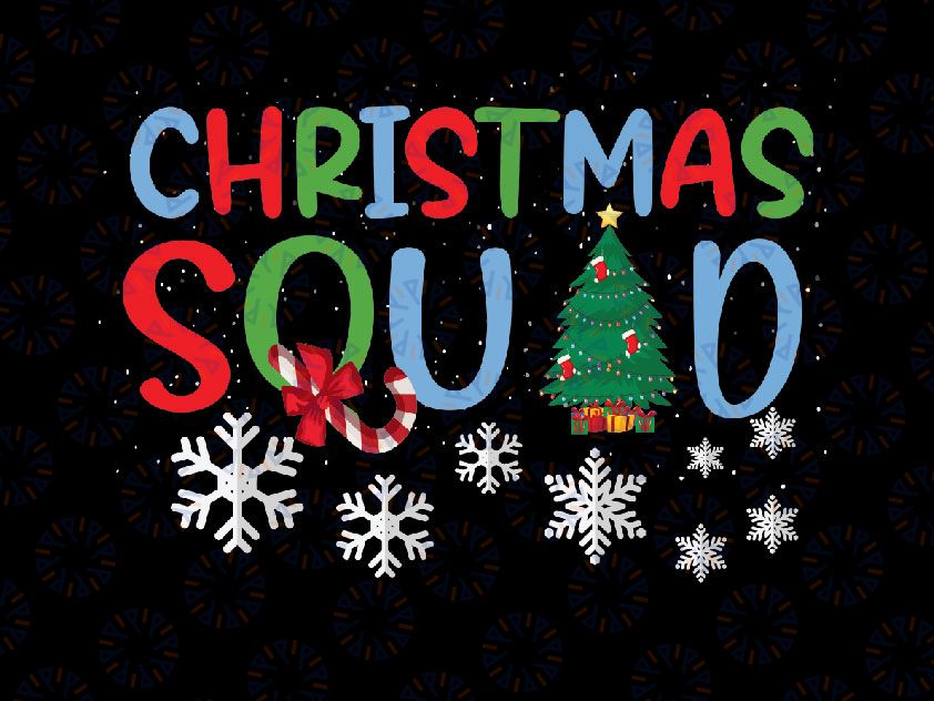 Christmas Squad Svg, Christmas Tree Svg, Merry Christmas Svg, Kids, Funny Christmas Candy Cane, Merry & Bright Svg Files for Cricut, Png, Dxf