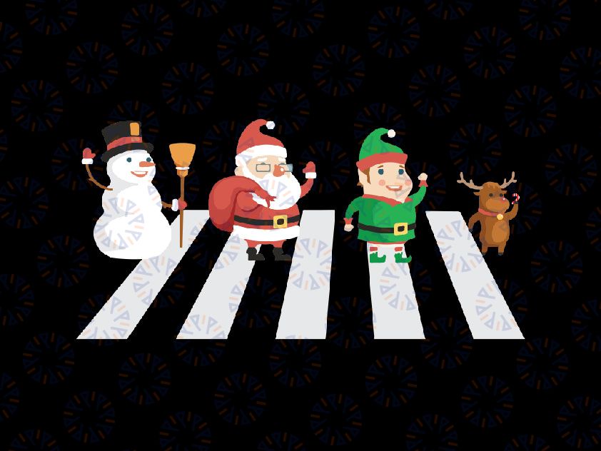 Elf Santa And Snowman Road SVG PNG, Christmas Road png, Merry Christmas svg, Christmas Family png, Christmas Family svg png dxf