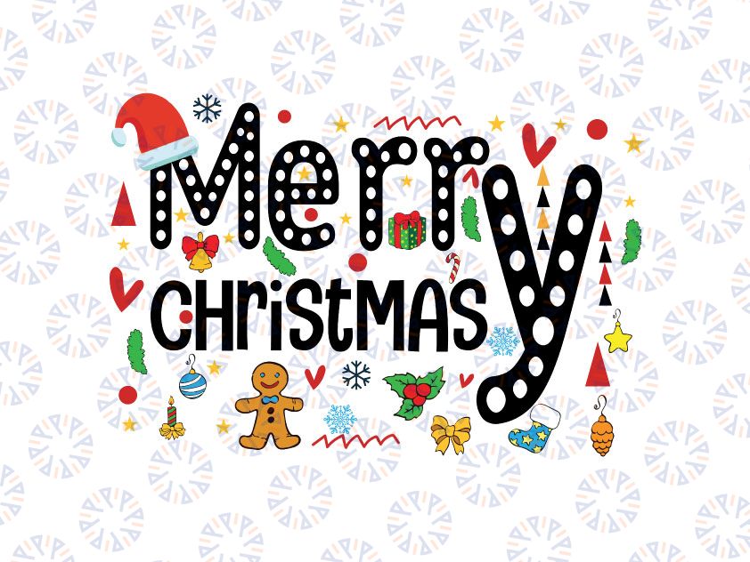 Merry Christmas Svg Png, Merry Christmas Doodles Svg, Christmas Gingerbread Svg, Cute Xmas Svg, Merry png, Christmas Pajama Svg Png Design