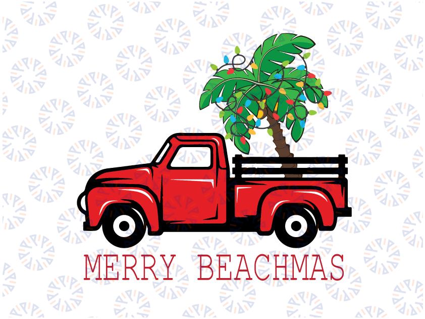 Christmas Truck Tropical Christmas Vacation, Merry Christmas SVG PNG subliamtion, Merry Beachmas svg, Christmas png, Christmas Palm Tree,