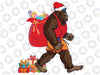 Bigfoot San-ta Carrying Christmas Bag Xmas Hat PNG, Bigfoot San-ta Carrying Christmas Bag Snowflakes Version Digital Planner PNG