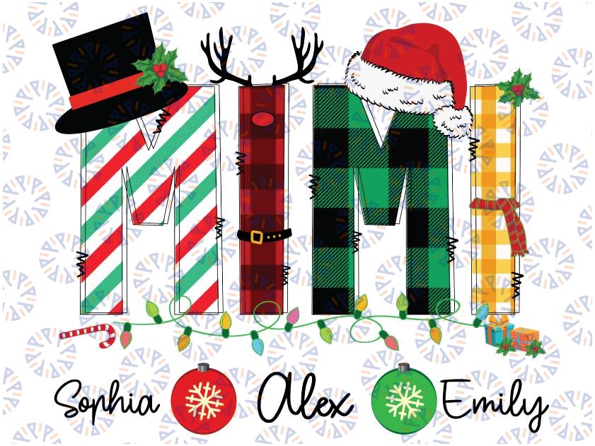 Personalized Names MIMI Holiday Png, Mimi Christmas, Grandkids Png, Mimi's Favorite Ornaments Kids Png, Christmas Shirt Design, Christmas Png