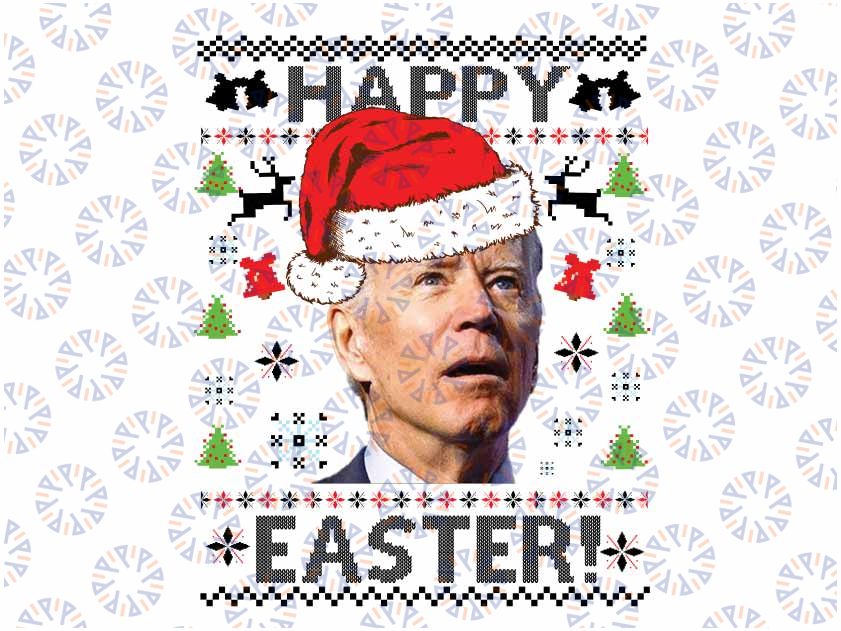 Santa Joe Biden Happy Easter Ugly Christmas Png, Biden Christmas Funny, Ugly Christmas File, Easter Bunny Png, Png Cut File