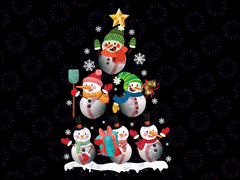 Baseball Snowman Balls Snow Christmas Xmas Tree Png, Christmas Baseball png, Merry Christmas Png, Sublimation Design, Instant Download Png