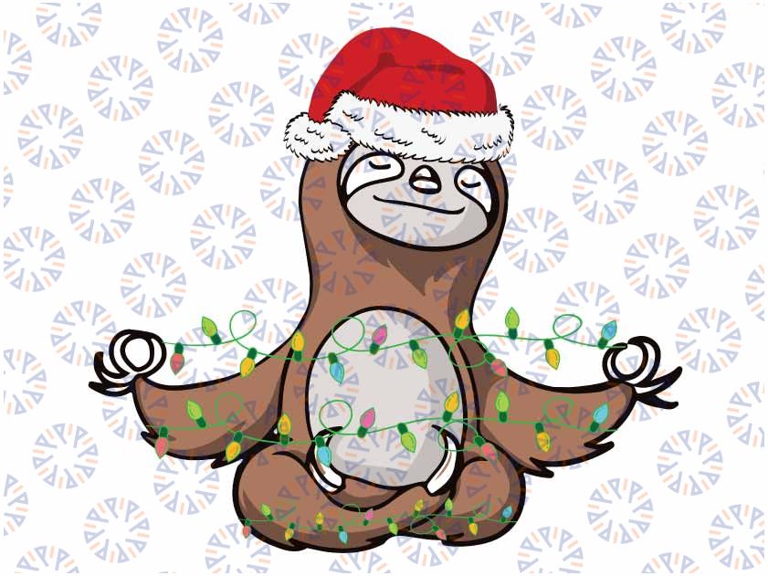 Sloth Christmas Tree Lights Kawaii Sloth Adorable KidsSvg, Sloth Christmas Svg, Merry Christmas Png, Sublimation Designs, Christmas Monogram