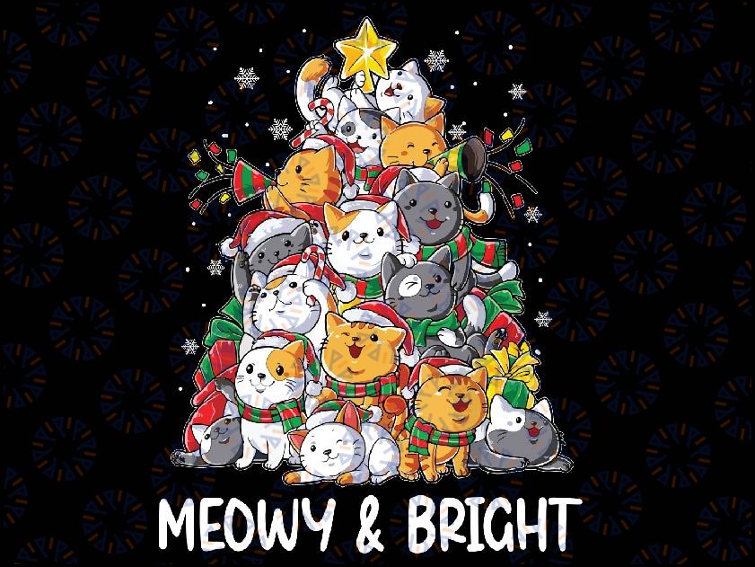 Meowy Catmas Cat Christmas Tree Xmas Girls Boys Funny Santa Png, Meowy Christmas PNG, Christmas Cat PNG, Cat Clipart Digital Instant Download