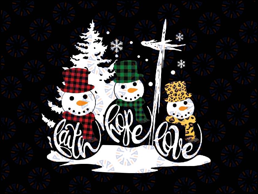 Faith Hope Love Jesus Leopard Snowman Christmas Png, Family Christmas, Leopard Christmas Snowman, Digital Instant Download Png