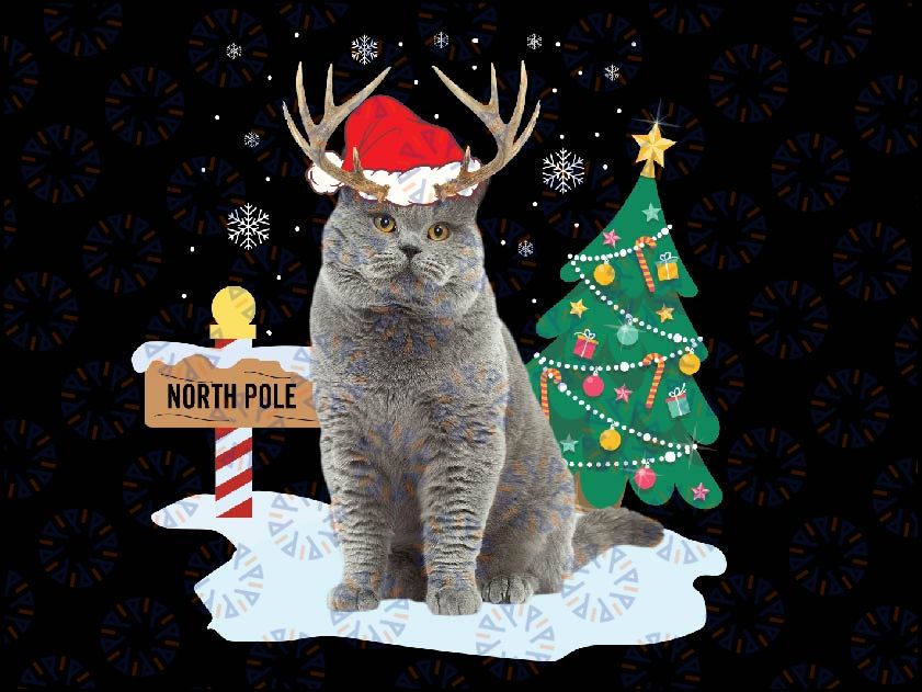 Funny Ugly Cat Reindeer North Pole Christmas Png, E-l-f Santa Snowman Reindeer Cat , Sublimation Designs Downloads Png