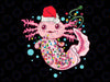 Christmas Axolotl San-ta Hat Lights Japanese Cute Anime Xmas PNG File, Axolotl Merry Christmas png, Axolotl Lover png, Merry Christmas Holiday Party