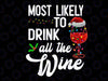 Christmas Wine Drinking, Most Likely To Drink All The Wine, Christmas PNG design, Most Likely to Drink All the Wine png
