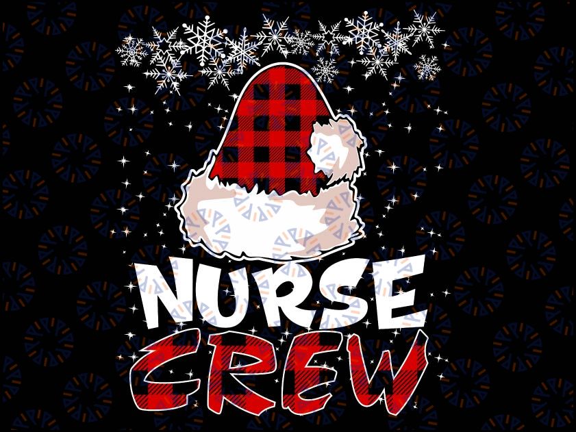 Christmas Nurse Crew Buffalo red plaid Pajamas Family Xmas, Nurse Crew PNG, Christmas Nurse Crew Red Buffalo Plaid Pajamas Png, San-ta Hat Buffalo Plaid