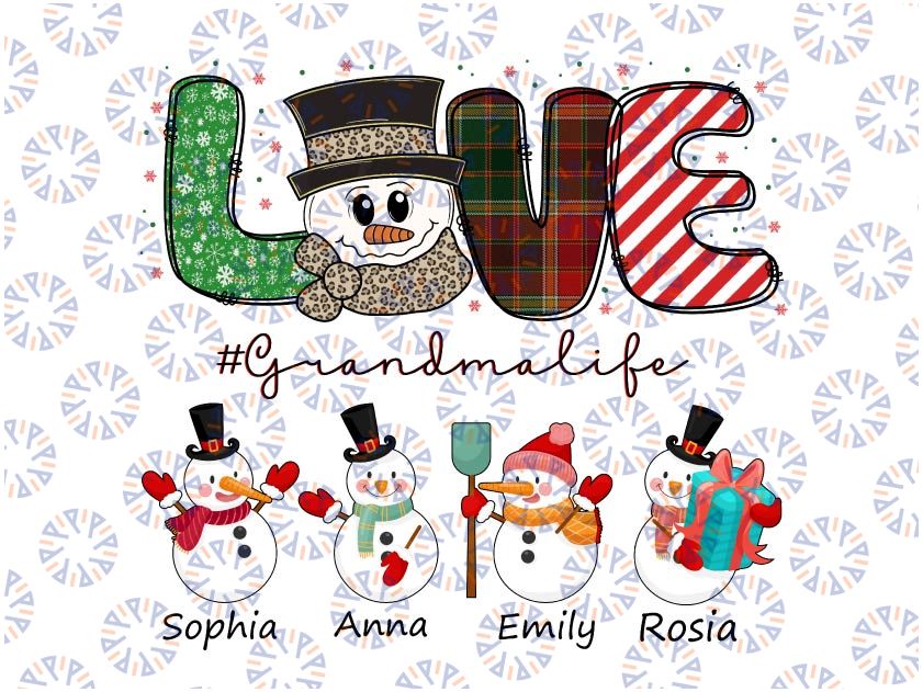 Personalized Names Christmas Love Grandma, Christmas Grandma, Custom Snowman Grandma Sweatshirt, Love Snowman GrandmaDIGITAL DOWNLOAD