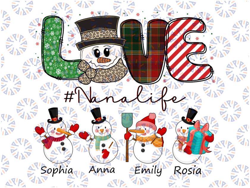 Personalized Names Christmas Love Nanalife, Christmas Nanalife With Kidnames, Custom Snowman Nanalife Sweatshirt, Love Snowman Nanalife DIGITAL DOWNLOAD