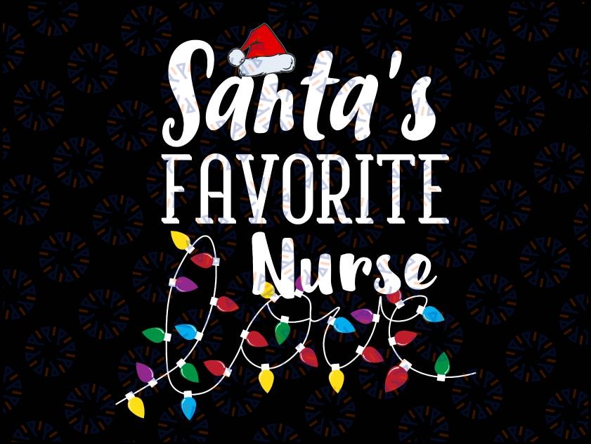 San-ta Favorite Nurse Christmas lights San-ta svg Xmas, Silhouette Cricut Vinyl svg Cut File Winter Holiday Certified Nursing Assistant