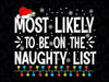 Most Likely To Be On The Nau-ghty List Funny Family Christmas Svg, Funny svg png vector design, svg cut files, kids Chismas svg