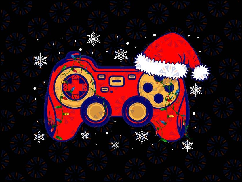 Video Game Controller Christmas San-ta Hat Gamer Boys Png, Merry Christmas Gamer Life Ornament Png, Xmas Video Game Controller, Christmas Gaming boy