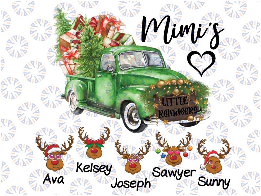 Personalized Names Mimi Little Reindeer Sublimation PNG File For Sublimation Design, PNG Digital Design for Grandma, Christmas Mimi Nana Custom File