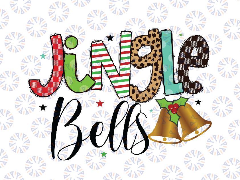 Jingle Bells clipart, Christmas PNG, Christmas png file for sublimation printing, leopard christmas tree clipart, Christmas shirt design