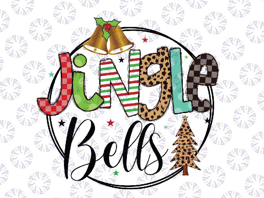 Jingle Bells clipart, Christmas PNG, Christmas png file for sublimation printing, leopard christmas tree clipart, Christmas shirt design