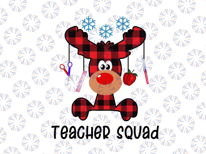 Teacher Squad Reindeer, Buffalo Plaid Moose PNG, Teacher Squad Moose, Teacher Christmas, Merry Christmas, Funny Christmas Sublimation Design