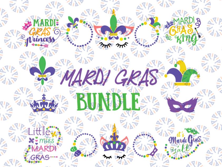 Mardi Gras SVG Bundle | SVG Cut Files, Little miss Mardi Gras, Mardi gras King svg, png, dxf, eps digital download