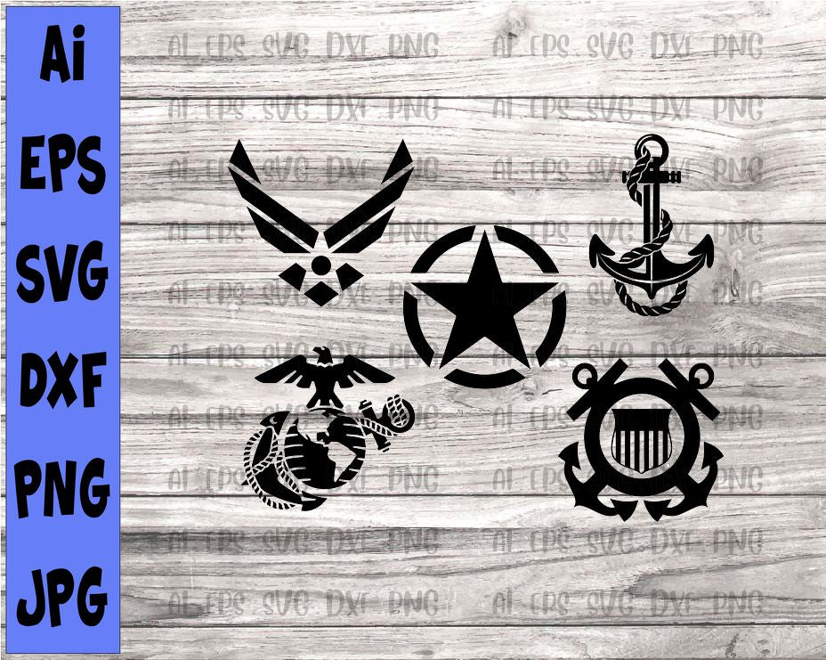 Military logo bundle svg, Army svg, Marines Corps svg, air force svg, Coast Guard svg, US Navy svg United States Army emblems Arm