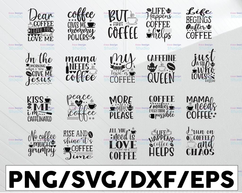 Coffee SVG Bundle, Coffee Lovers, Coffee Obsessed, Funny Coffee SVG, Caffeine Queen, Mug Svg, Coffee mug, Cut File Cricut