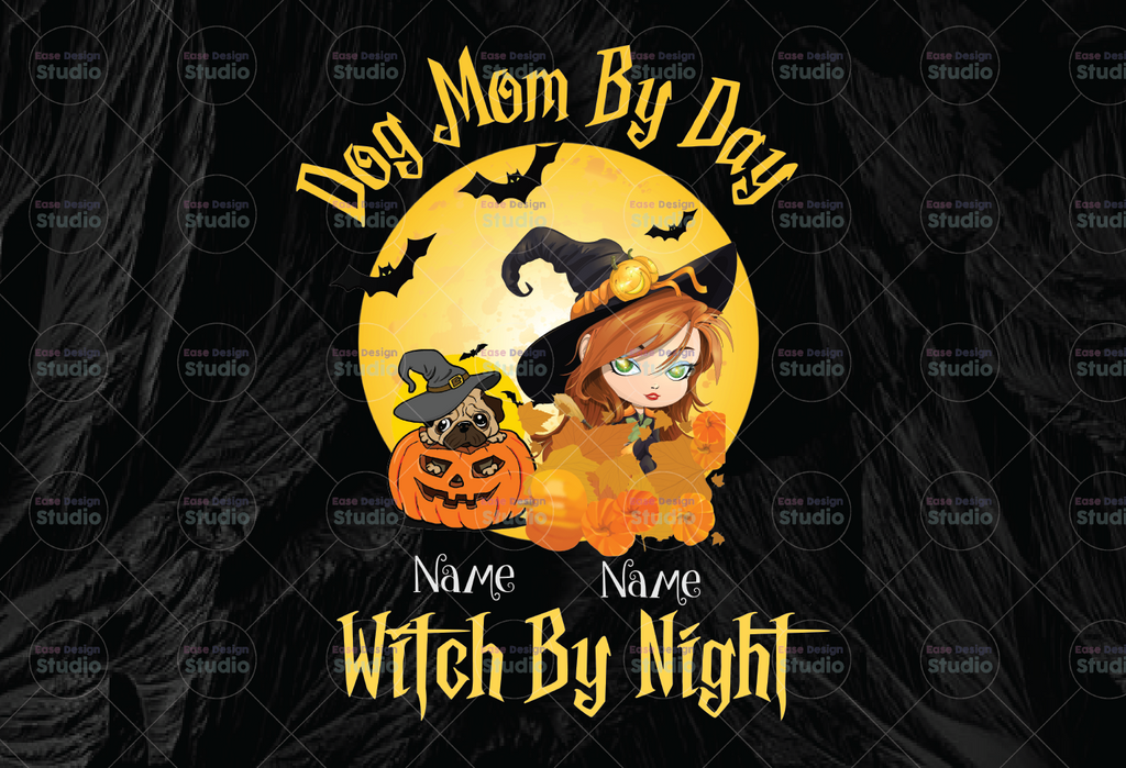 Personalized Name Dog Mom By Day Witch By Night Png, Halloween Quotes png, Dog Lover png, Grandma sublimation, Mom png, Halloween