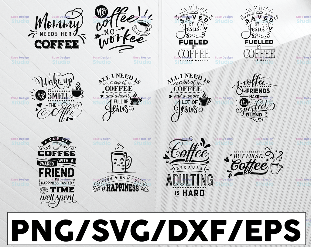 Coffee SVG Bundle, Funny Coffee SVG, Coffee Lover Svg, Caffeine Queen, Coffee Lovers, Coffee Obsessed, Mug Svg, Coffee mug, Cut File Cricut