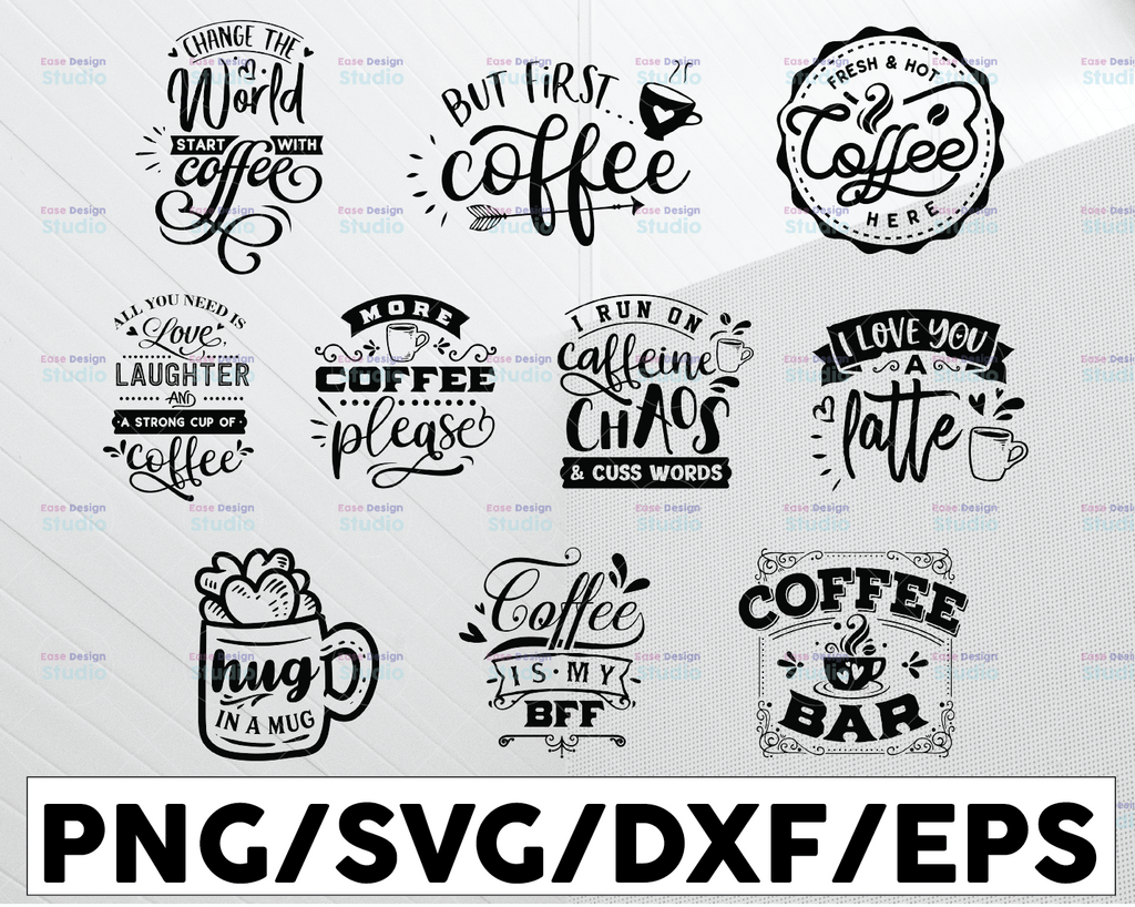 Coffee SVG Bundle, Funny Coffee SVG, Coffee Lover Svg, Caffeine Queen, Coffee Lovers, Coffee Obsessed, Mug Svg, Coffee mug, Cut File Cricut