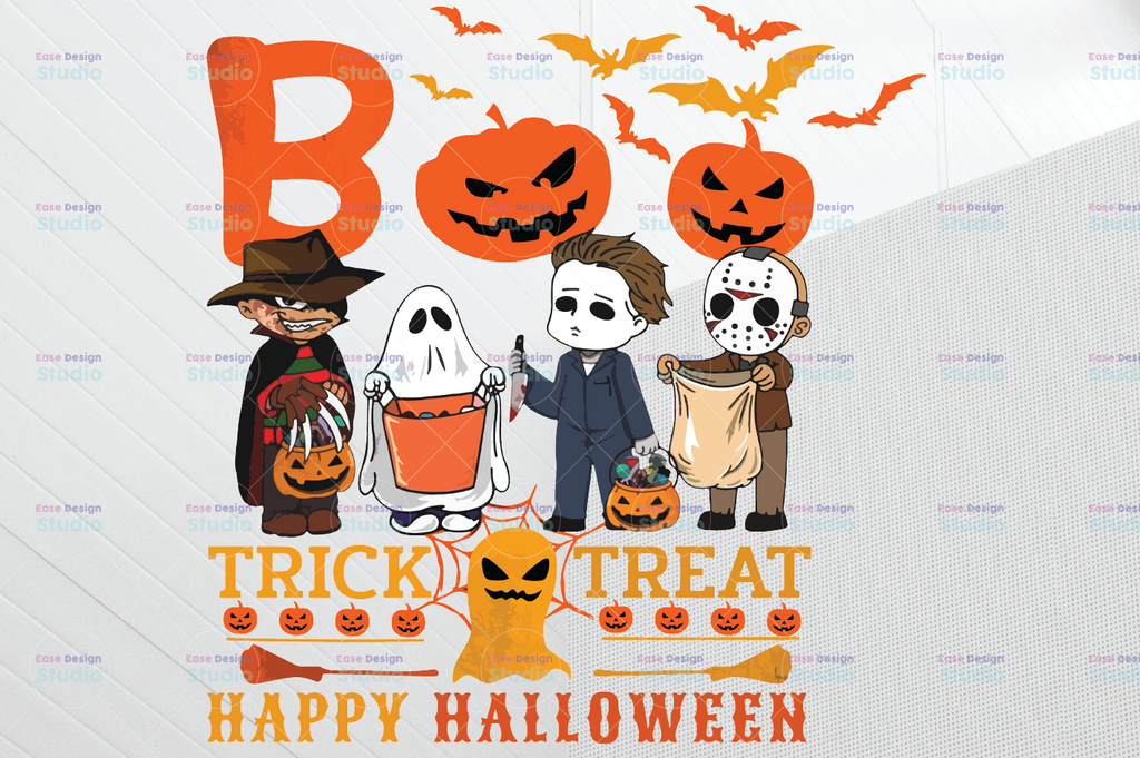 Boo PNG, Halloween Horror Characters PNG, Trick Or Treat, Horror Movie Killers PNG Happy Halloween, Halloween Gift, Halloween shirt Design png