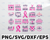 Breast Cancer SVG Bundle Cut Files, Cancer Awareness SVG, Pink Ribbon Svg, Vector Printable Clipart, Cancer Shirt Print Svg, Silhouette