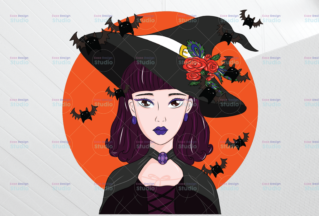 Witch png, witch sublimation, Pumpkin and bat witch png, bad witch clipart, Halloween Sublimation Designs, Pinup Witch Design