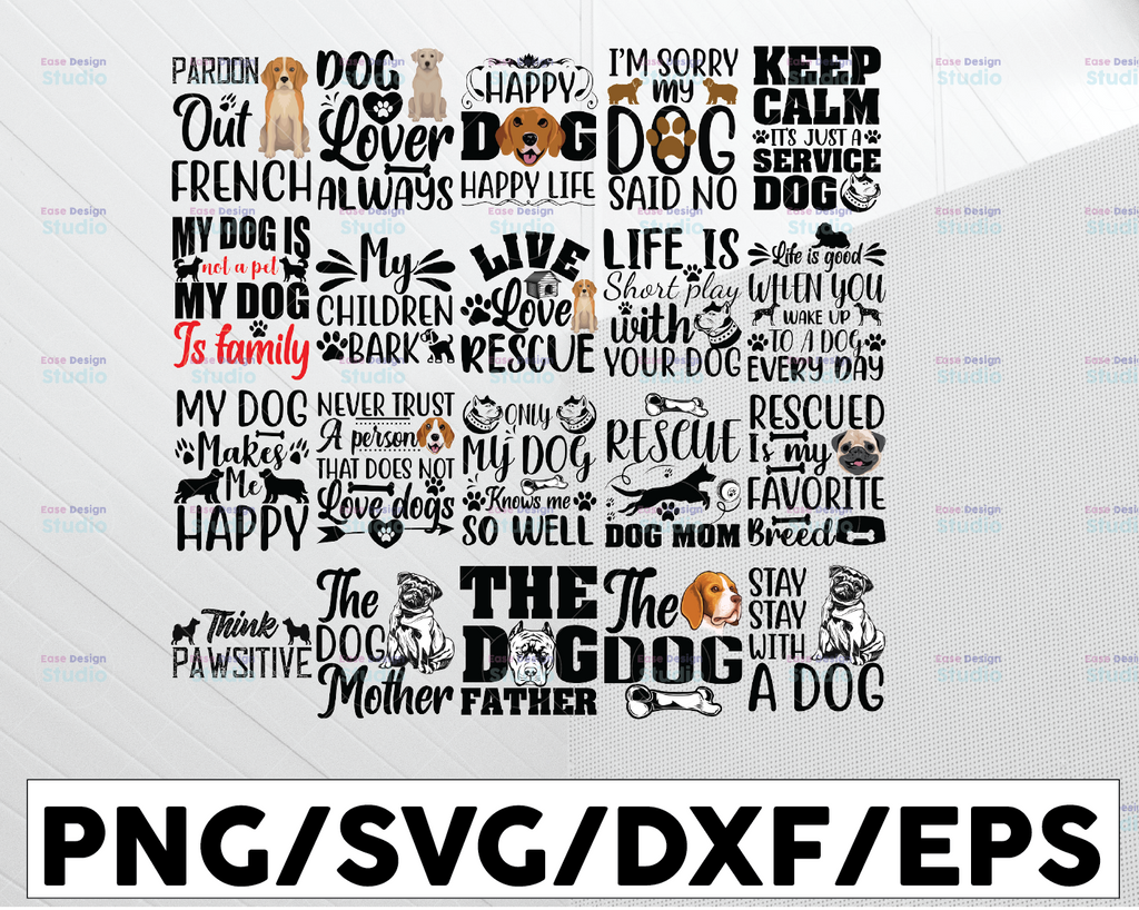 Dog SVG quotes. Love Dogs, Live Love Bark. Dogs Bundle. Funny pets Sayings SVG, png. Cricut, commercial use. Cut files