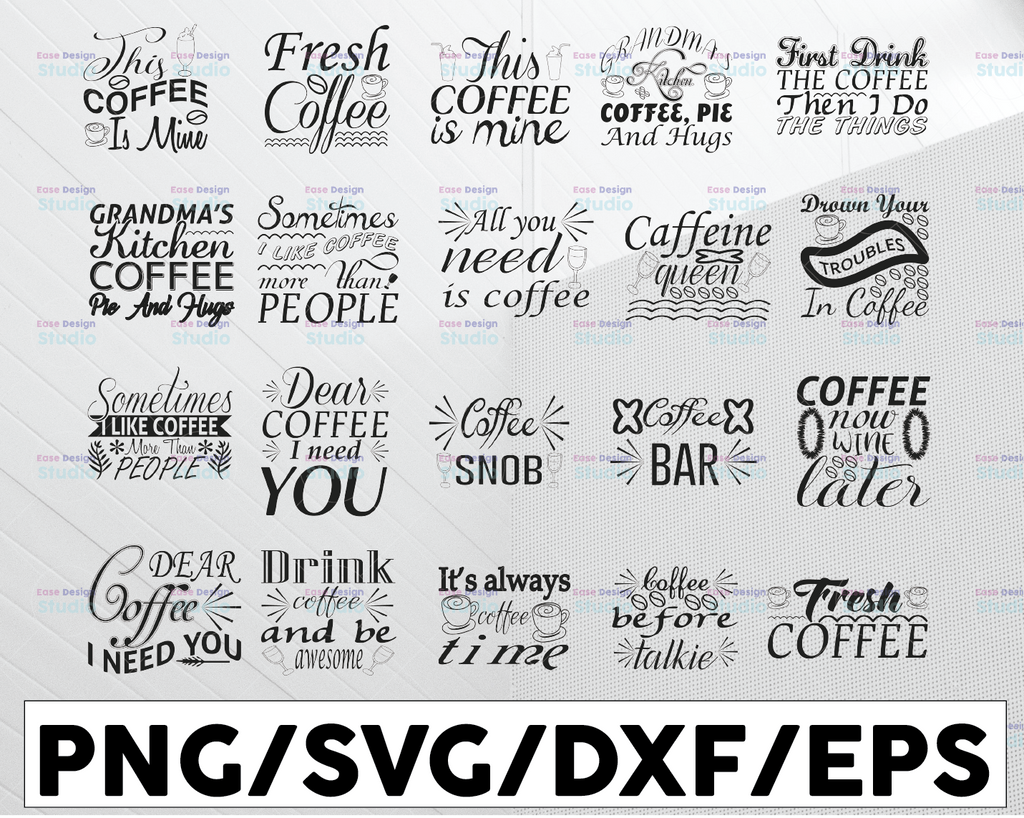 Coffee SVG Bundle, Coffee Lovers, Coffee Obsessed, Funny Coffee SVG, Caffeine Queen, Mug Svg, Coffee mug, Cut File Cricut