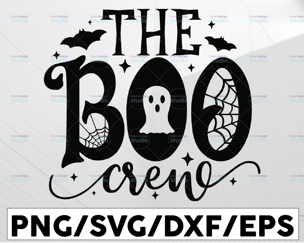 The Boo Crew Svg, Halloween Svg, Boo Svg, Ghost and Spider Web Svg, Spooky Cut Files, Halloween Shirt Svg,Fall, Silhouette, Cricut