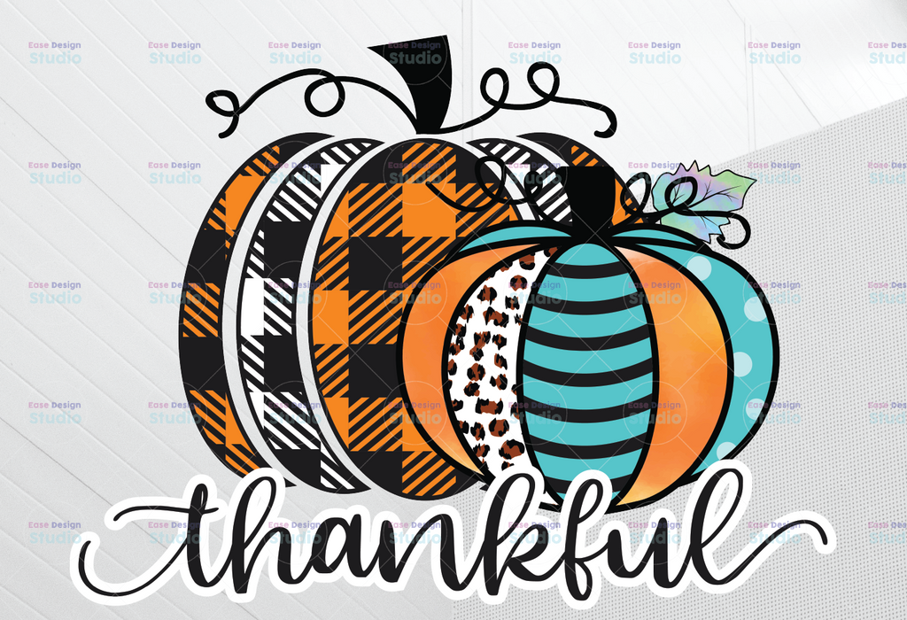 Thanksgiving PNG Sublimation Designs, Thankful Pumpkin PNG, Clipart, Printable File, Digital Download, Iron On Shirt Designs