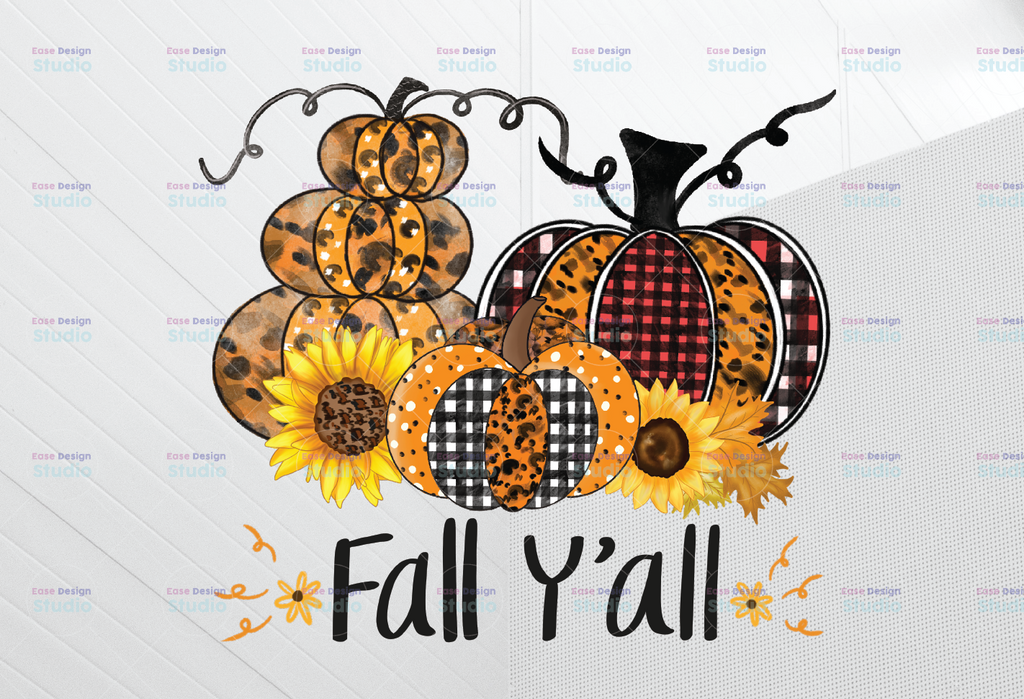 Happy Fall Y'all PNG, Fall Y'all Png for sublimation, Happy fall y'all sublimation, Leopard pumpkin, Plaid pumpkin, Digital download