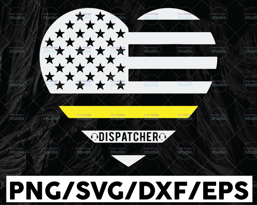 911 Dispatcher Gold Line Heart SVG, Dispatcher svg pdf png cutting files for silhouette or cricut