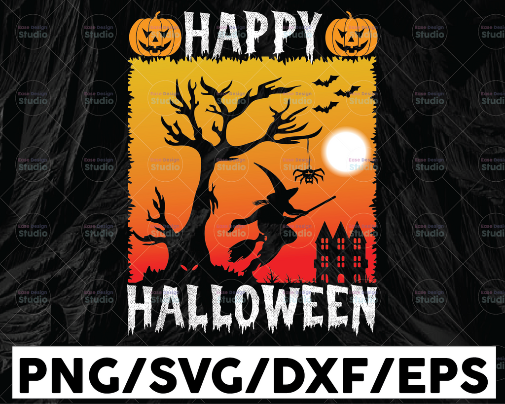 Happy Halloween SVG, Halloween sign svg, Halloween svg, cricut, Silhouette + more, Halloween shirt svg, bats svg, spider svg