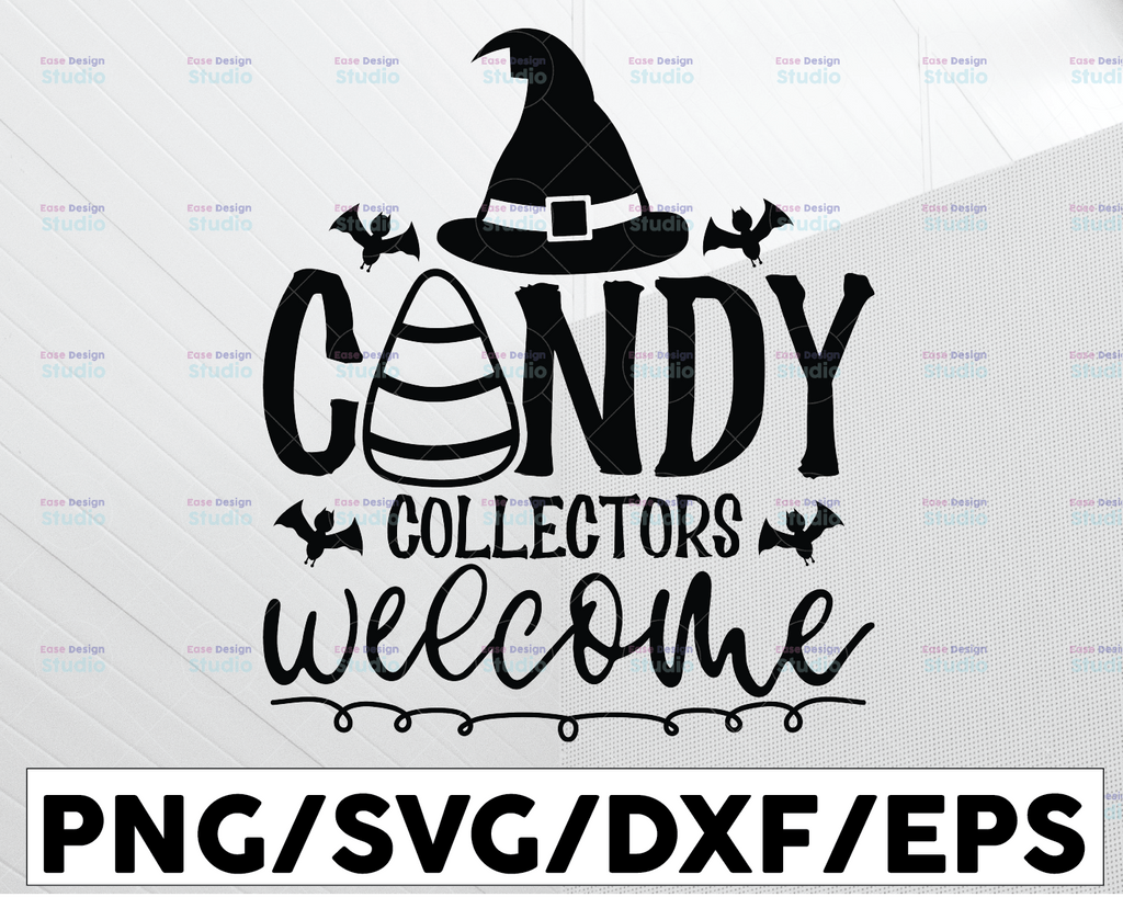 Candy Collectors Wellcome Svg, Witch hat svg, Bats svg, Halloween Sign svg, Fall svg, Halloween cut file, Spooky svg