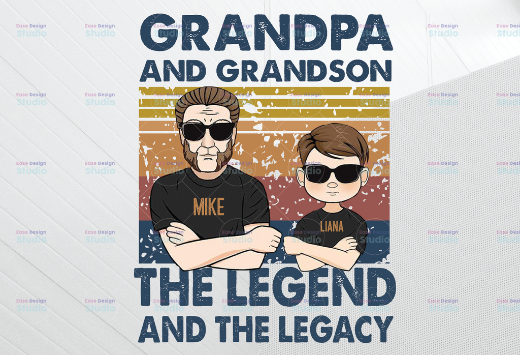 Grandpa And Grandson Png, The Legend And The Legacy clipart, Perfect Gift, Grandparent png, digital Download Design