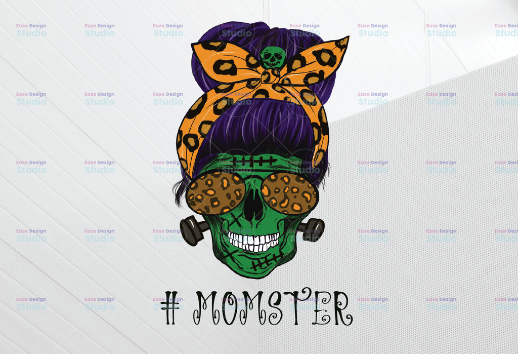 Mom of Monsters Skull Sublimation PNG Designs, Halloween design, Momster Png, Mother Skull Halloween transfers design png, Mom zombie png