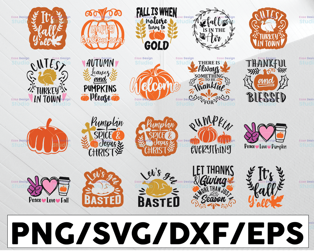 Fall bundle SVG, Autumn svg, Pumpkin svg, Thanksgiving, Harvest, Holiday svg for Circut, Silhouette