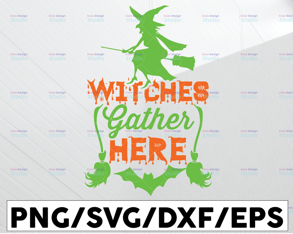 Witches Gather Here SVG, Halloween SVG, Porch Cut File, Fall Cut File, Vinyl Cut File, Cricut File, Wood Sign, Vinyl Design