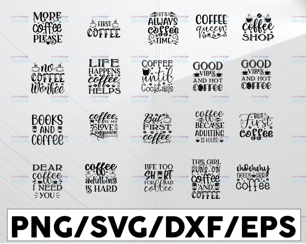 Coffee SVG Bundle, Coffee Lovers, Coffee Obsessed, Funny Coffee SVG, Caffeine Queen, Mug Svg, Coffee mug, Cut File Cricut