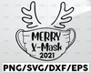 Merry X-mask svg, Christmas Mask Social Distancing 2021 Ornament Design SVG, Christmas SVG, Cricut Silhouette Eps Png Dxf
