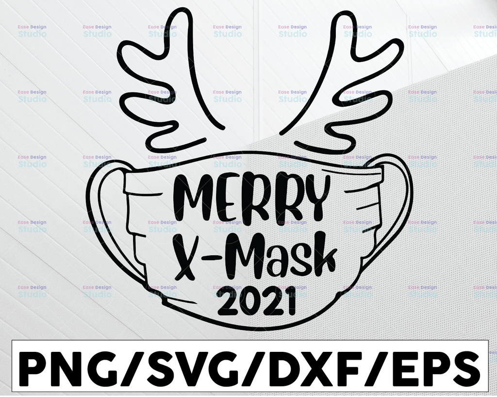 Merry X-mask svg, Christmas Mask Social Distancing 2021 Ornament Design SVG, Christmas SVG, Cricut Silhouette Eps Png Dxf
