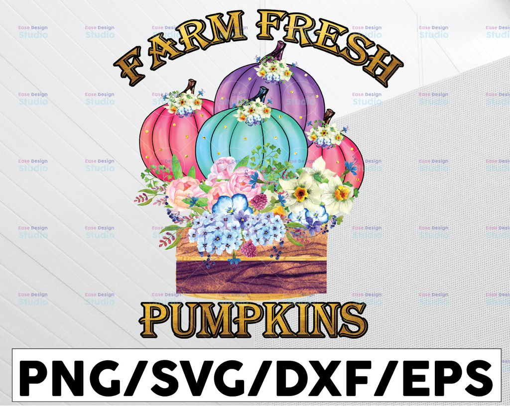 Farm Fresh Pumpkins PNG, Pumpkins, Printable PNG, Fall Autumn png, instant download, Sublimation Graphics